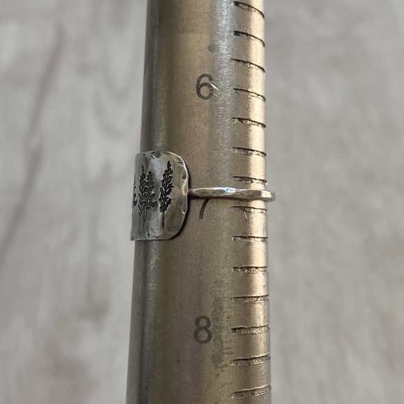 2/$20 Handmade Silver Shield Ring with Tree Design, size 7 - Picture 2 of 3